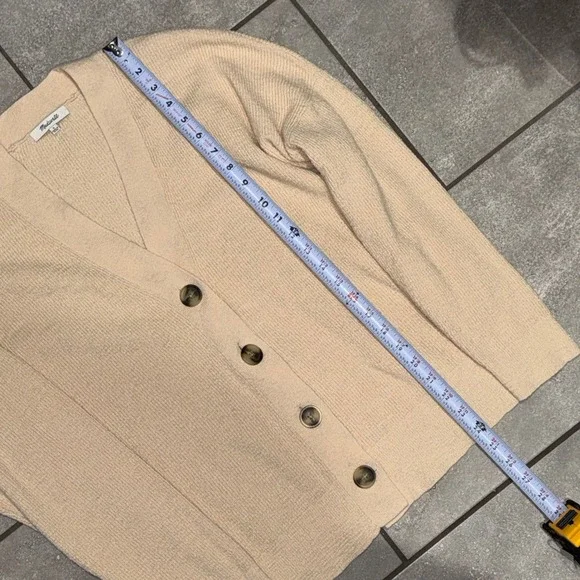 Madewell Birchmoor Cardigan Sweater Relaxed Fit Textured Ribbed Beige Large $98 - Picture 11 of 13